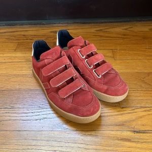 Veja V-12 Red Suede Velcro Sneakers